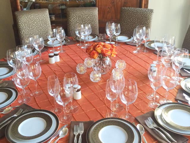 Photo: 6-seat table expanded to 12 place settings