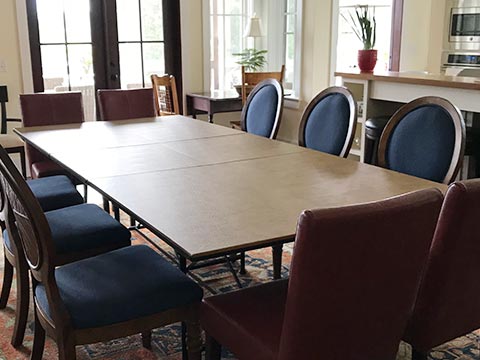 Photo: rectangular table extended to 10 seats