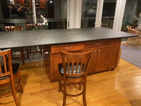 Kitchen island extender over cabinets